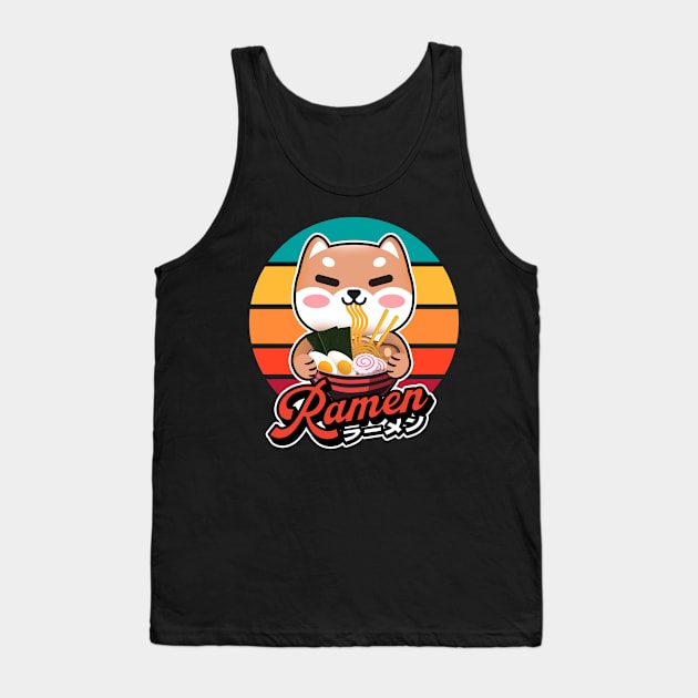 Cute Shiba inu Eating Ramen Kawaii Retro Vintage 90s Vibes Tank Top by alpha96